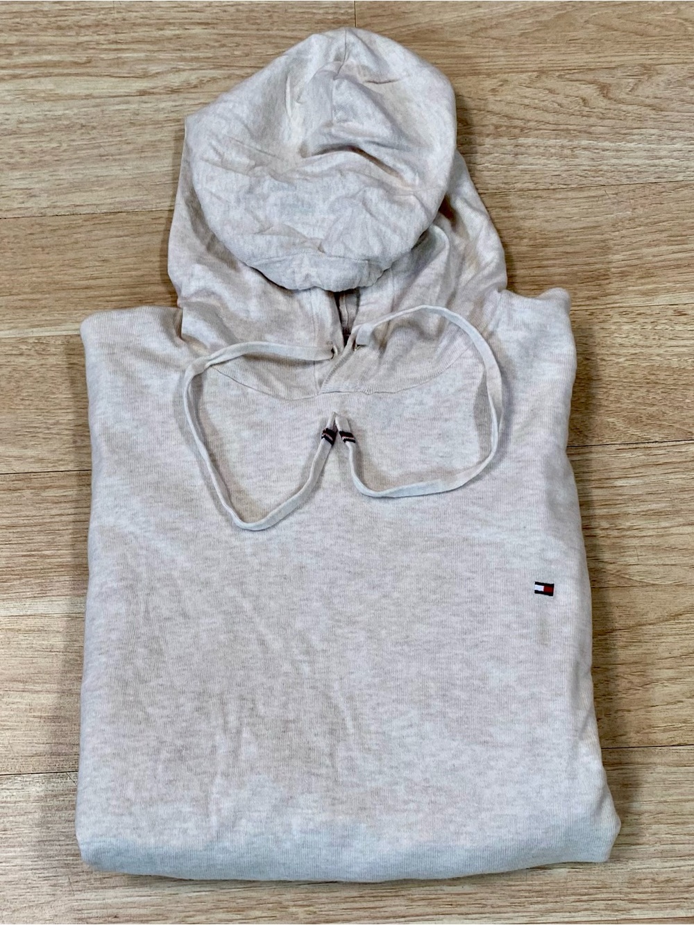 Tommy Hilfiger Midweight Hoodie Men’s 3XL Beige 100% Cotton Pullover Sweatshirt